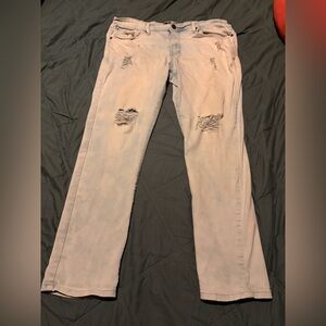 Men's Distressed Skinny Jeans - Light Gray